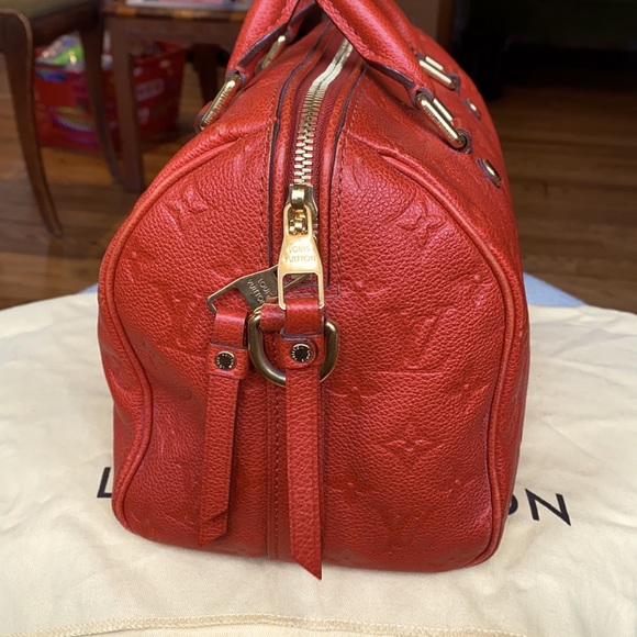 LAST CHANCE!! Louis Vuitton Speedy 25 Empreinte Bag EUC Red-Orange - Picture 8 of 16